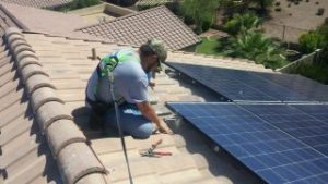 Solar panel proofing while being tied off